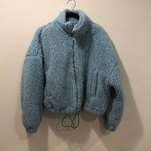 urban outfitters blue sherpa coat
